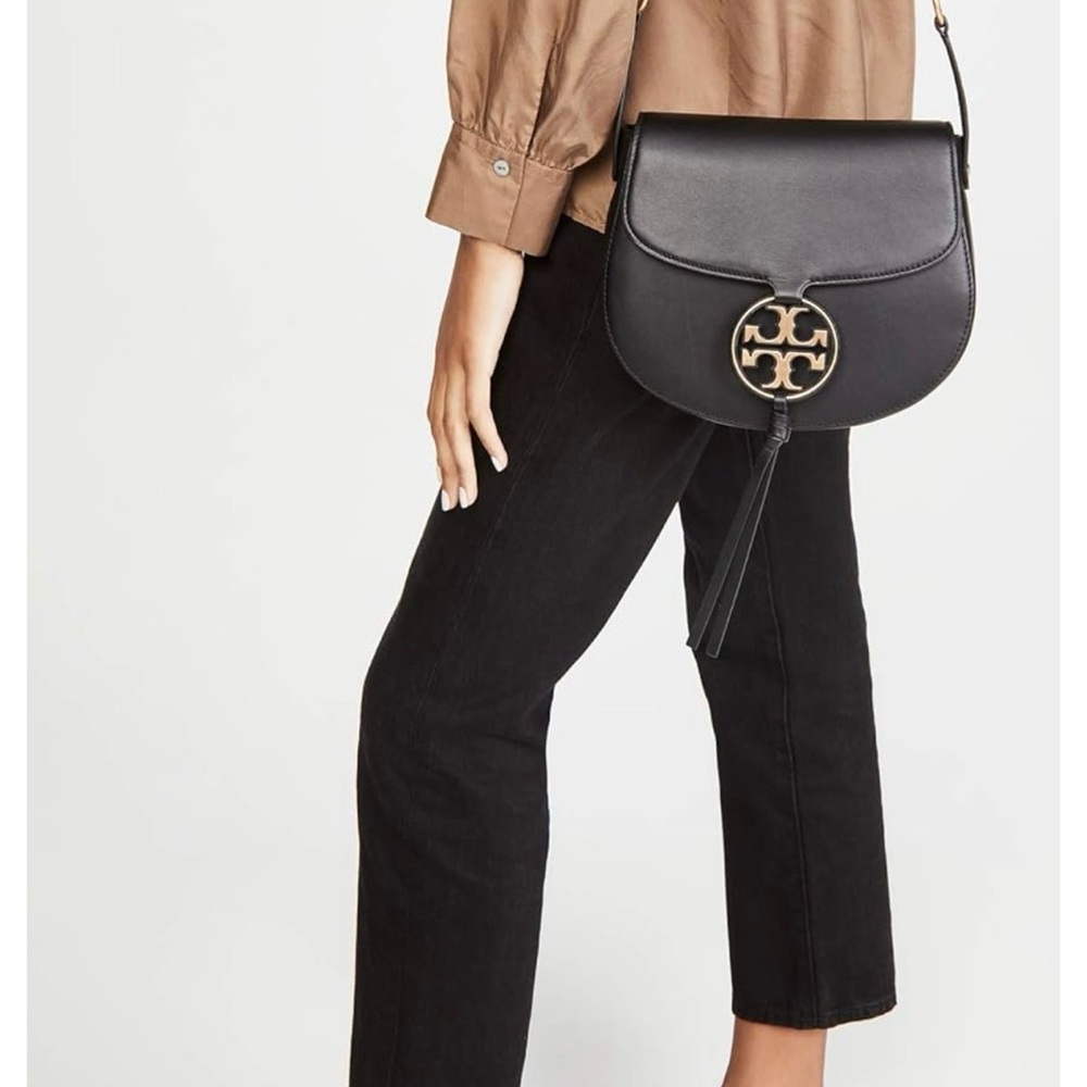 Tory Burch Miller Metal Black Saddle Bag
